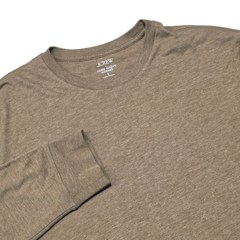 J.Crew Long Sleeve Washed Tee Mens‎ L Brown Cotton Blend Casual Soft Basic